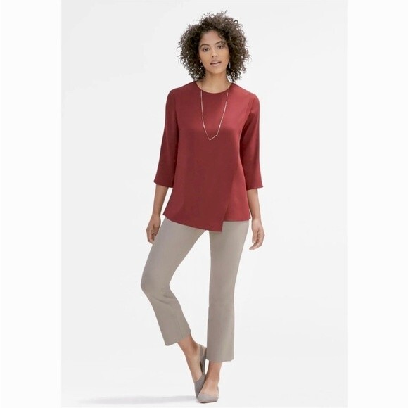 M.M. LAFLEUR The Bourgeois Asymmetrical Blouse in Burgundy S NWOT